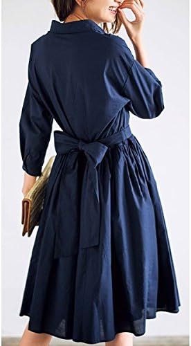 リュリュ Ryuryu たっぷりドレープのリボンベルト付シャツワンピース ネイビー Ll カジュアルワンピース 通販