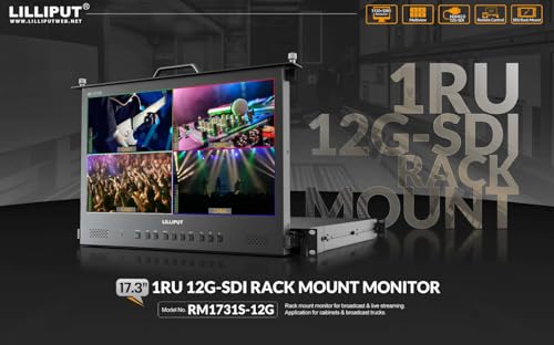 Image of LILLIPUT 17.3 Inch RM1731S-12G 4x12G-SDI 12G-SDI / HDMI2.0 Signals inputs & Output 1RU Pull-Out Rackmount Monitor with Quad-Split Multiview, Remote Control, HDR /3D-LUT