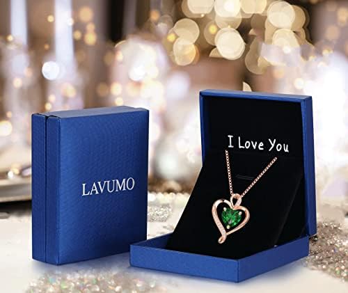 LAVUMO Necklaces for Women Sterling Silver Heart Pendant Chain Necklace Rose Gold Jewellery Cubic Zirconia Gifts for Girlfriend Wife Mum Her Birthday Anniversary Christmas Mothers Day Valentines Gift