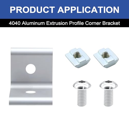 Image of 24 Pack 4040 Corner Bracket Connector 40 Series Aluminum Extrusion Profile Accessories Hardware, 90 Degree Angle Bracket for 40x40 Extruded Aluminum Silver