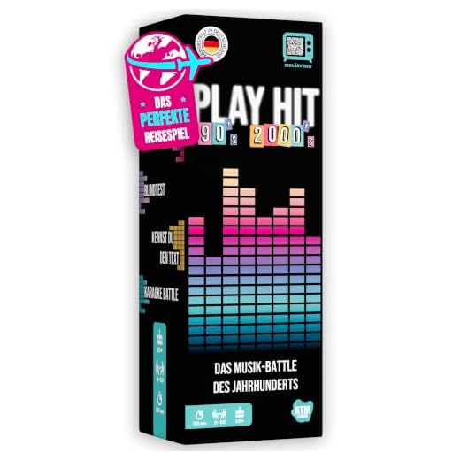 ATM Gaming - PlayHit Gesellschaftsspiel – Das Musikquiz der 90er und 2000er – Party- und Kartenspiel für Erwachsene und Familien – für 2 bis 10 Spieler ab 16 Jahren