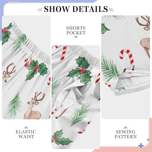 Boys' Pants Deer Leaves Canes Christmas Long Bottoms Jogger Pants Elastic Waist Trousers with Pockets S-XL4