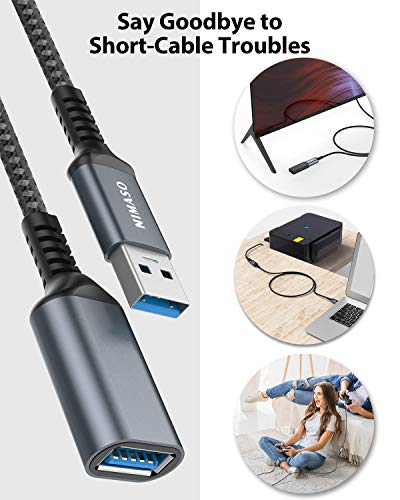 NIMASO Cavo Prolunga USB 3.0 [2Pezzi/1M+2M],Cavo USB Maschio e Femmina 5Gbps Cavo Estensione USB 3.0 per Chiavetta USB,Hub USB,Disco Rigido Esterno,Tastiera,Mouse,Stampante,Videocamera,Gamepad ecc