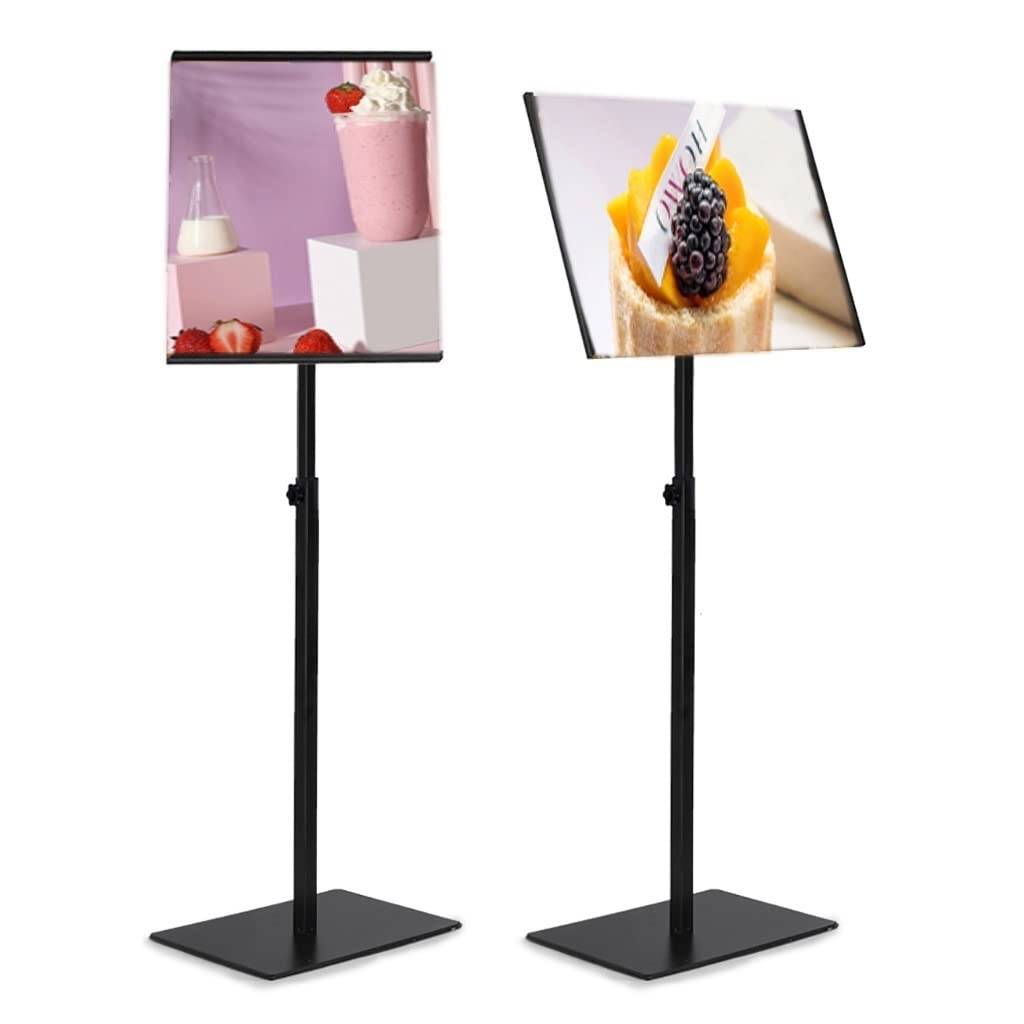 Soporte para Carteles de Exterior Resistente, Vertical y Horizontal, para Bodas, Eventos y menús. Expositor de Suelo Duradero (Negro, tamaño A4).