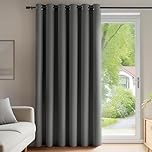 Deconovo Grey Door Curtains 79 x 106 Inch Thermal Insulated Window Treatment Energy Efficiency Soft Blackout Curtains for Living Room Light Grey Set of 1