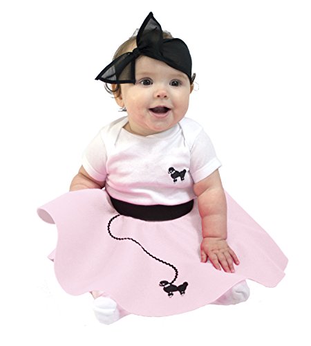 Hip Hop 50S Shop Baby/Infant 3 Piece Poodle Skirt Costume Set - Light Pink (6 Month-3Pc) #TOP4