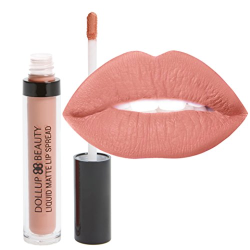 Dollup Beauty Amazing NEW Creme-De-Matte Liquid Lipstick. Smoothes on like lip gloss, dries MATTE. Remarkable Waterproof Formula. Neutral Peach Nude Color 'Peace'