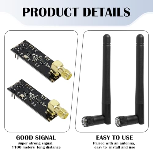2 Stück NRF24L01 + PA + LNA Funkmodul mit SMA Antenne - Hochleistungs-2,4 GHz Wireless Transceiver für IoT-Projekte, Sternnetzwerk-Anwendungen, RF-Datenübertragung mit Erweiterter Reichweite