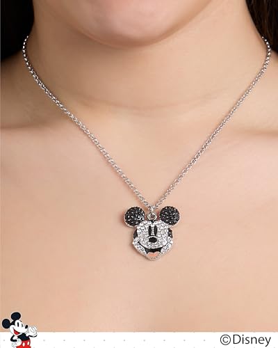 Disney Women’s Minnie and Mickey Mouse Pave Crystal Necklaces – Officially Licensed Jewelry, 16"+3" Adjustable Chain3