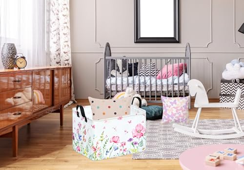 Image of Rectangle Gift Shelf Nursery Storage Basket Laundry Hamper Storage Box and Bins for Home Clothes with Handles