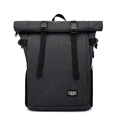 Roll Top Camera Backpack Professional DSLR/SLR Camera Bag Waterproof Shockproof, Camera Case Compatible for Sony Canon Nikon Camera and Lens Tripod Accessories for Photographer