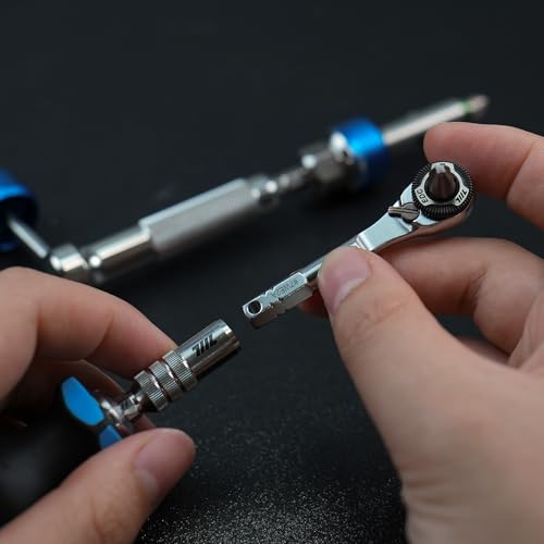 Image of 711L 1 /4 inch EDC Ratchet Wrench MK2 (Hex End w /Geared Thumb Wheel) - Accessory for Multitools with 1 /4 inch Hex Bit Adapters and Screwdriver Handles #7WE2A