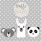 Hallo Baby erstes Jahr Babyalbum Buch Lama Koala Panda Babybuch zum ausfüllen neutral | Geschenk zur Geburt für Schwangere und werdende Eltern: 21,6 cm x 21,6 cm | Vorlagen zum eintragen