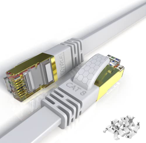 Veetop LAN Kabel 5meter Cat 8 Kabel Netzwerkkabel Ethernet Kabel Flach und Dünn Mit 40 Gbps High Speed Übertragungsrate und v