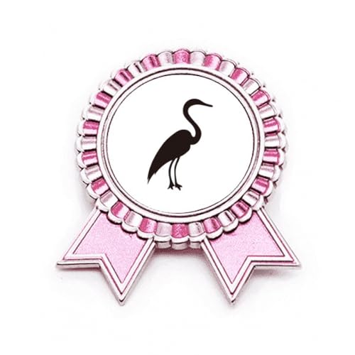 Broche rose héron noir gris Winner Award en métal taille M pour costume et veste