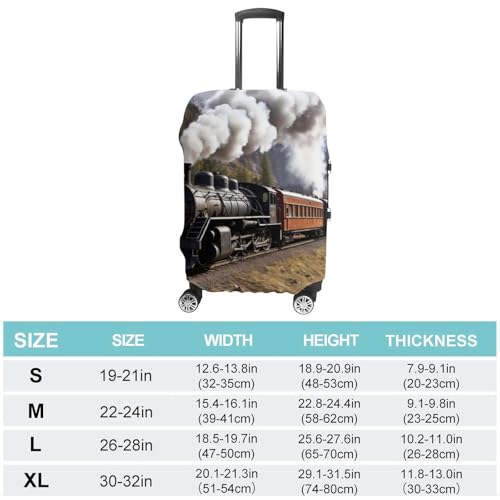 Steam Locomotive Train Luggage Cover, Washable Elastic Suitcase Cover Protector Fit 18-32 Inch Luggage2