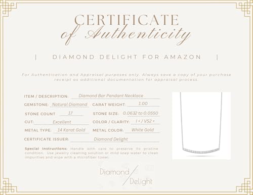 Diamond Delight 1 Carat Real Natural Diamond Curved Bar Pendant Necklace for Women - 14k White Gold Pendant for Her - 18 Inch Chain Necklace - Sleek and Modern Design (H, VS1, 1.00 cttw) Lobster Claw 5