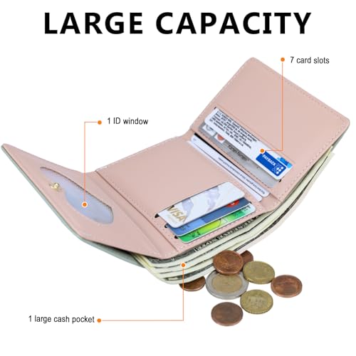 Cute Blue Wallet for Women and Ladies Small Minimalist Butterfly Design Leather Coin Purse with Credit Card Holder and ID Window Kawaii Travel Cash Wallet for Ladies4