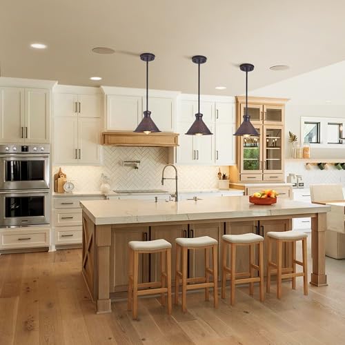 Tarentlight P2412-ORB Max 58"Ht Adjustable Tube Mini Pendant,Vintage Hammered Pattern Cast Aluminum Shade,1-E26 Classic Lamp,Oil Rubbed Bronze Farmhouse Hanging Light For Kitchen Island,Entryway,Dining Room. thumb #3