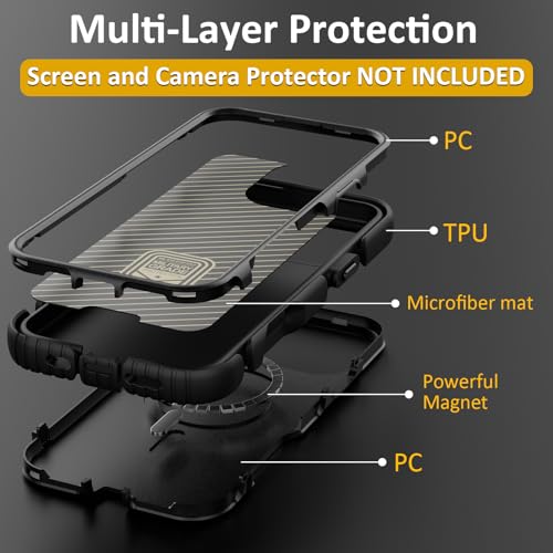 Follaroma for iPhone 16 Pro Case, Compatible with MagSafe, Heavy Duty Shockproof Protective Phone Case, Anti-Drop Protection, Dual Layer Magnetic Phone Cover for iPhone 16 Pro, 6.3", Black by Follaroma - Used condition - Image 4