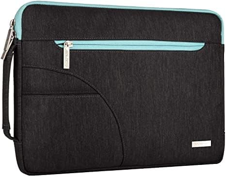 MOSISO Polyester Shoulder Bag Compatible with 14-15 inch Laptop, Pure Black & Pure Blue