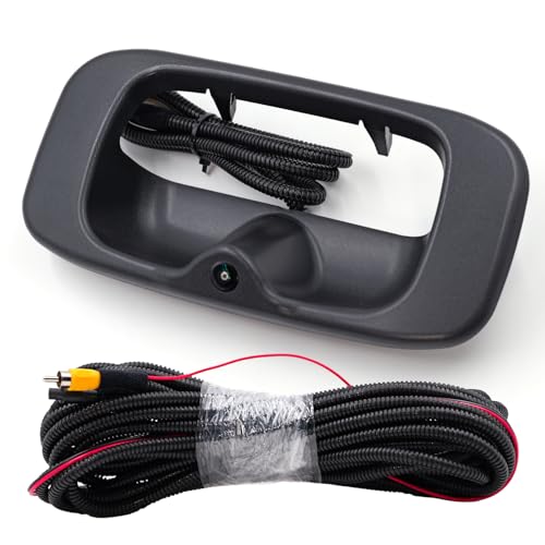Image of Tailgate Handle Backup Camera Compatible with Chevy Silverado GMC Sierra 1500 2500 3500 HD Classic 1999-2007 Tailgate Reversing Rear View Back Up Camera RCA Plug.Replace#15228539, GM1915105, GM1916102