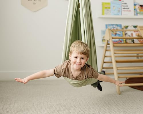 Marlowe & Co Indoor Outdoor Double Layer Cotton Sensory Compression Swing, Special Needs Therapy Swing, Holds 200 lbs, 360° Swivel Hardware Included (Desert Sage) - Image 6