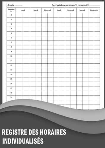 livre Registre des horaires individualisés