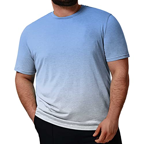 Camisetas Estampadas de Talla Grande de Manga Corta de Primavera y Verano La Fibra Vegetal se desgasta de Forma Saludable (Sky Blue, XXXXXXXL)