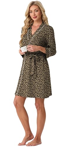 Image of PrinStory Womens Robe Knee Length Soft Knit Bathrobe S-2XL