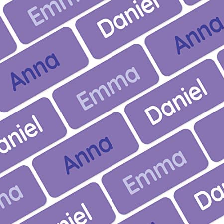 My Nametags® Award-Winning Name Stickers for Clothes & Items | 56 No-Iron, Washable Stick-On Tags for Babies, Kids & Adults (Purple)