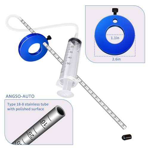 Image of Motorcycle Fork Oil Level Gauge Tool, 300 MM Scale & 60 ML Syringe | Blue Adjustable Ring, Round Rubber End Cap And 60 ML Syringe. Adds Or Removes Fork Oil For Conventional And Cartridge Forks