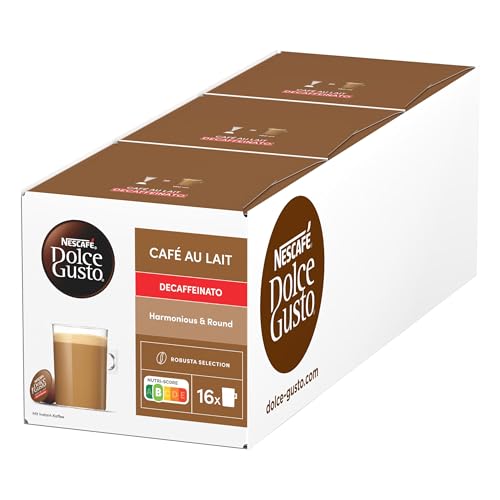 NESCAFÉ DOLCE GUSTO Café au Lait Decaffeinato Kaffeekapseln 3er Pack (3 x 16 Kapseln)