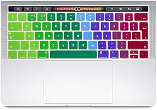 Se7enline New Macbook Pro Keyboard Cover Silicone Skin (UK Layout) for MacBook Pro 13 15 inch (With Touch Bar Version) A1706/A1707/A1989/A1990 2016/2017/2018/2019/2020, Rainbow
