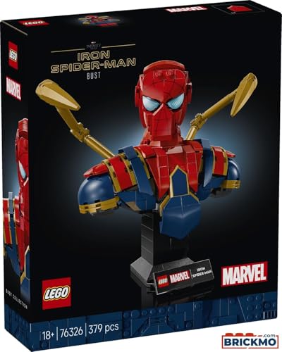 LEGO Marvel Busto de Iron Spider-Man - Maqueta para Adultos de Figura de Superhéroe con 2 Brazos Móviles, Cabeza Giratoria y Minifigura - Regalo de la Colección Vengadores para Hombres y Mujeres 76326