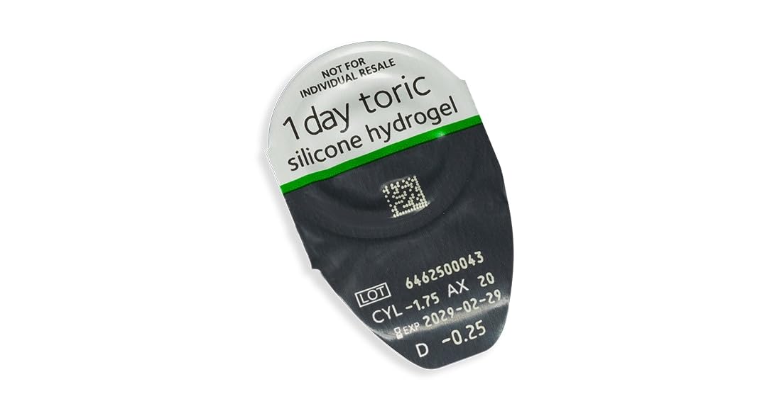MYDAY Daily disposable Torisch Tageslinsen weich, 30 Stück / BC 8.6 mm / Dia 14.5 mm / CYL -1,25 / ACHSE 70 / +0.5 Dioptrien