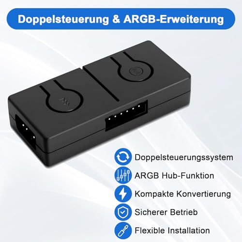 AYWHP RGB Converter 12V zu 5V ARGB Controller Hub - Dual Control mit Mainboard-Sync/Manueller Steuerung, 5V/3Pin 12V/4Pin ARGB Adapter, Kompatibel mit RGB Mainboards