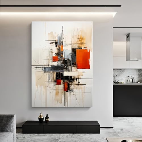 Tableau géométrique abstrait grand format pour décorer un bureau