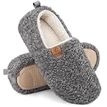 EverFoams Women's Fuzzy Full Slippers Soft Comfy Faux Shearling Memory Foam Indoor House Shoes, Grey, 5-6 UK