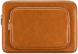 Comfyable Protective Tablet Sleeve Compatible for iPad Pro 12.9 inch M2 2022 6th Gen & Smart/Magic Keyboard with Pencil Holder &Big Accessory Pocket - PU Leather Bag Waterproof Cover Case - Brown