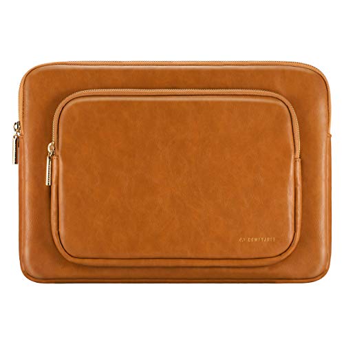 Comfyable Protective Tablet Sleeve Compatible for iPad Pro 12.9 inch M1 2021 5th Generation&Smart/Magic Keyboard with Pencil Holder &Big Accessory Pocket - PU Leather Bag Waterproof Cover Case - Brown