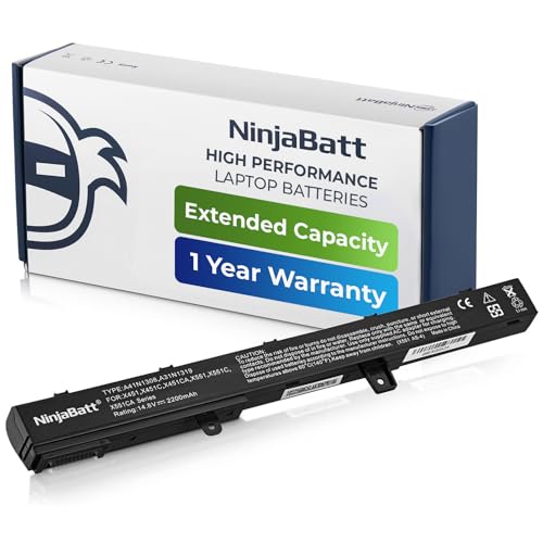 NinjaBatt Battery for Asus X551 X551M A31N1319 X551C A41N1308 X551MA D550 X551CA A31LJ91 X451 X451C 00B110-00250600 0B110-00250100 - High Performance [4 Cells/2200mAh/32wh]