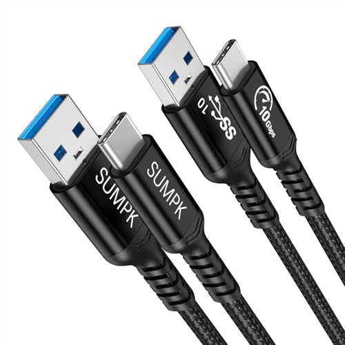 SUMPK USB C Cable 10Gbps [1m 2 Pack], 60W Fast Charging USB C 3.1 Gen 2 High Speed Data Transfer Compatible with Android Auto, CarPlay, iPhone 16/15, Samsung S23, iPad, MacBook, Black