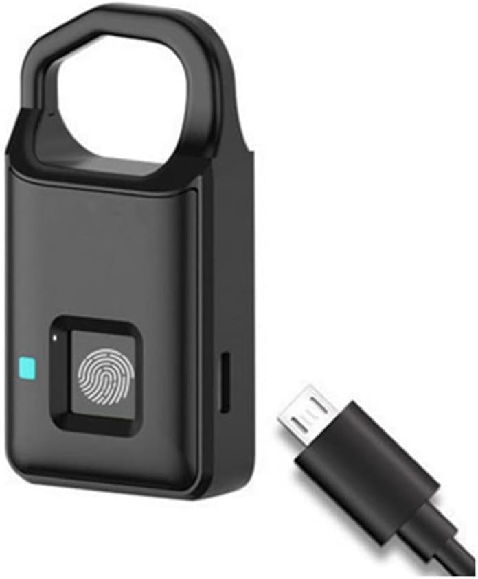 Fingerprint Padlock, Ultra Light One Touch Open Fingerprint Lock, USB Charging, Suitable for Gym, Sports, School Employee Locker, Fence, Suitcase, Black