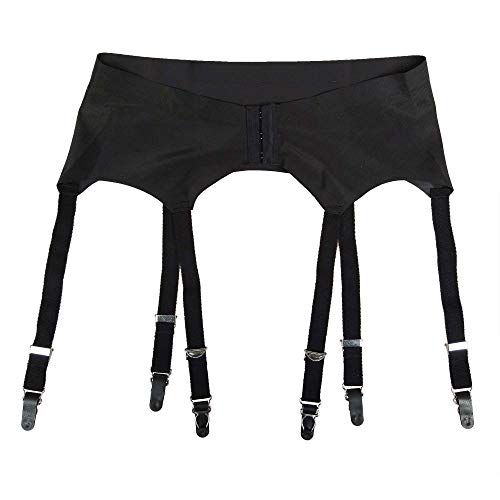 TVRtyle Black Plus Size Metal Buckles 6 Wide Straps Sexy Women Seamless Garter Belt for Stockings S504R4