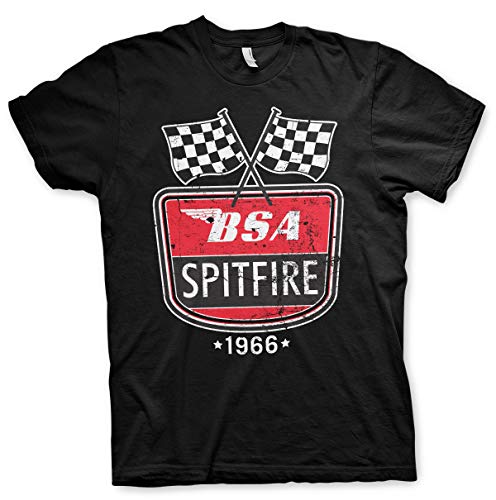 Spitfire 1966 T-Shirt Noir BSA sous Licence Vêtement Grande Taille Homme Fort