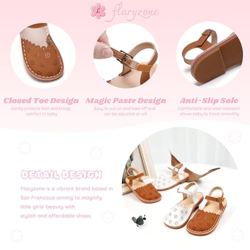 Image of Flaryzone Girls Sandals Closed Toe Summer Flats Dress Sandals Shoes Toddler /Little Kid