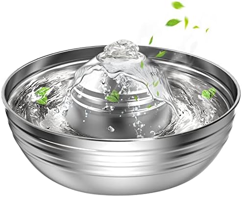 oneisall Cat Water Fountain Stainless Steel/oneisall 2L/67oz Pet Fountain/ Dog Water Dispenser with Quiet Pump/Cat Fountain Water Bow for Cats, Dogs, Multiple Pets (0.6)