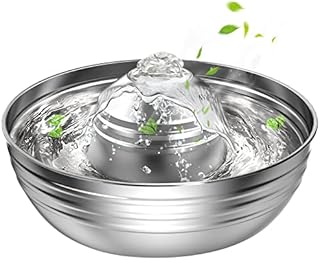 oneisall Cat Water Fountain Stainless Steel/oneisall 2L/67oz Pet Fountain/ Dog Water Dispenser with Quiet Pump/Cat Fountain Water Bow for Cats, Dogs, Multiple Pets (0.6)