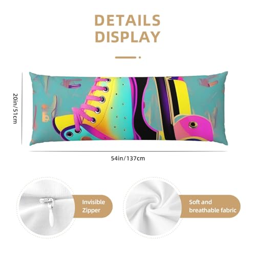 Housse de coussin colorée patins pour déco de chambre esthétique
